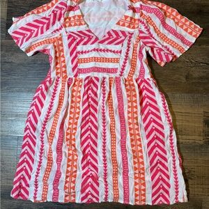 Pink and Orange Patterned  Dress